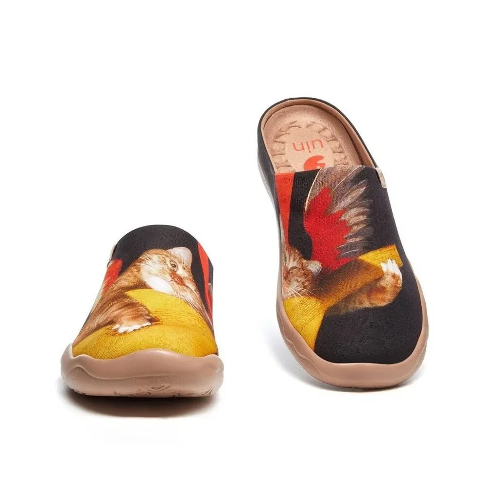 UIN Men's Mules Comfort Shoes Casual  slippers (Music Angel and the Cat 1)